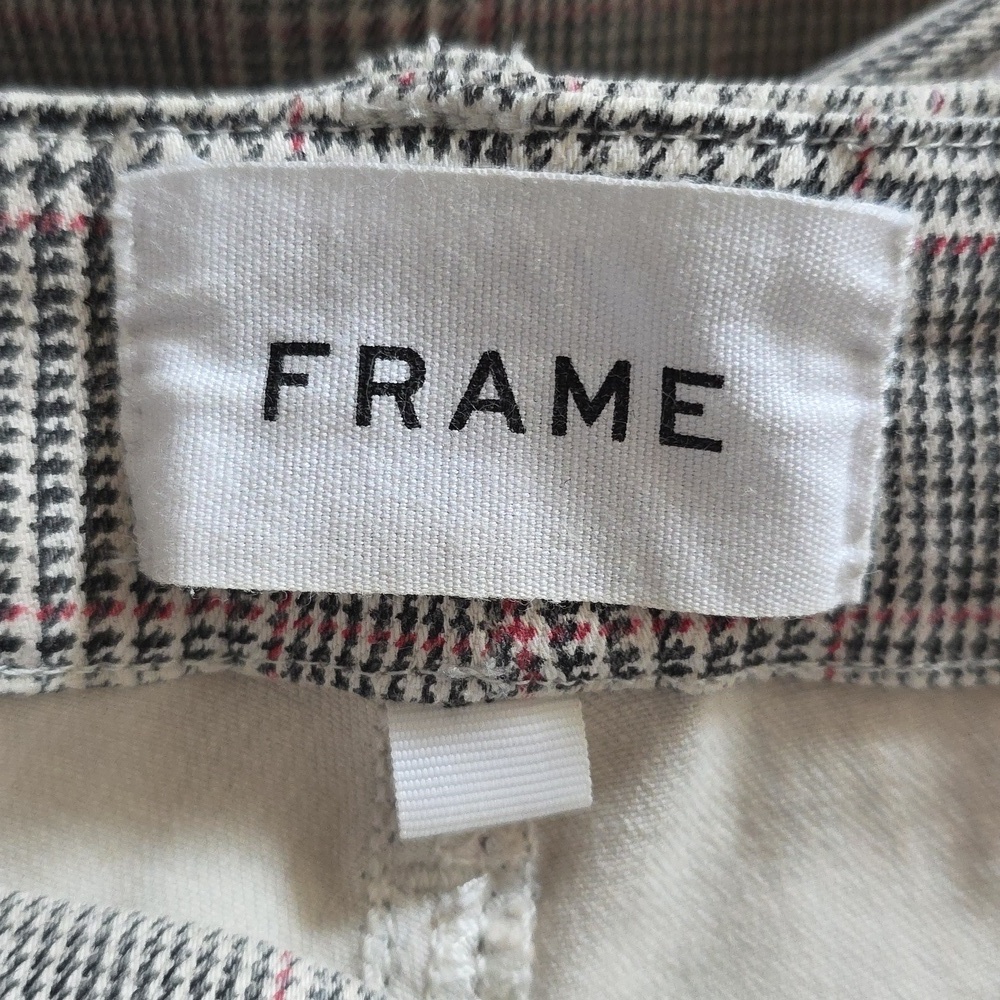 Frame Gray & Red Plaid Cotton Pants.  Le Crop Mini Boot.  Size Small - Picture 10 of 13